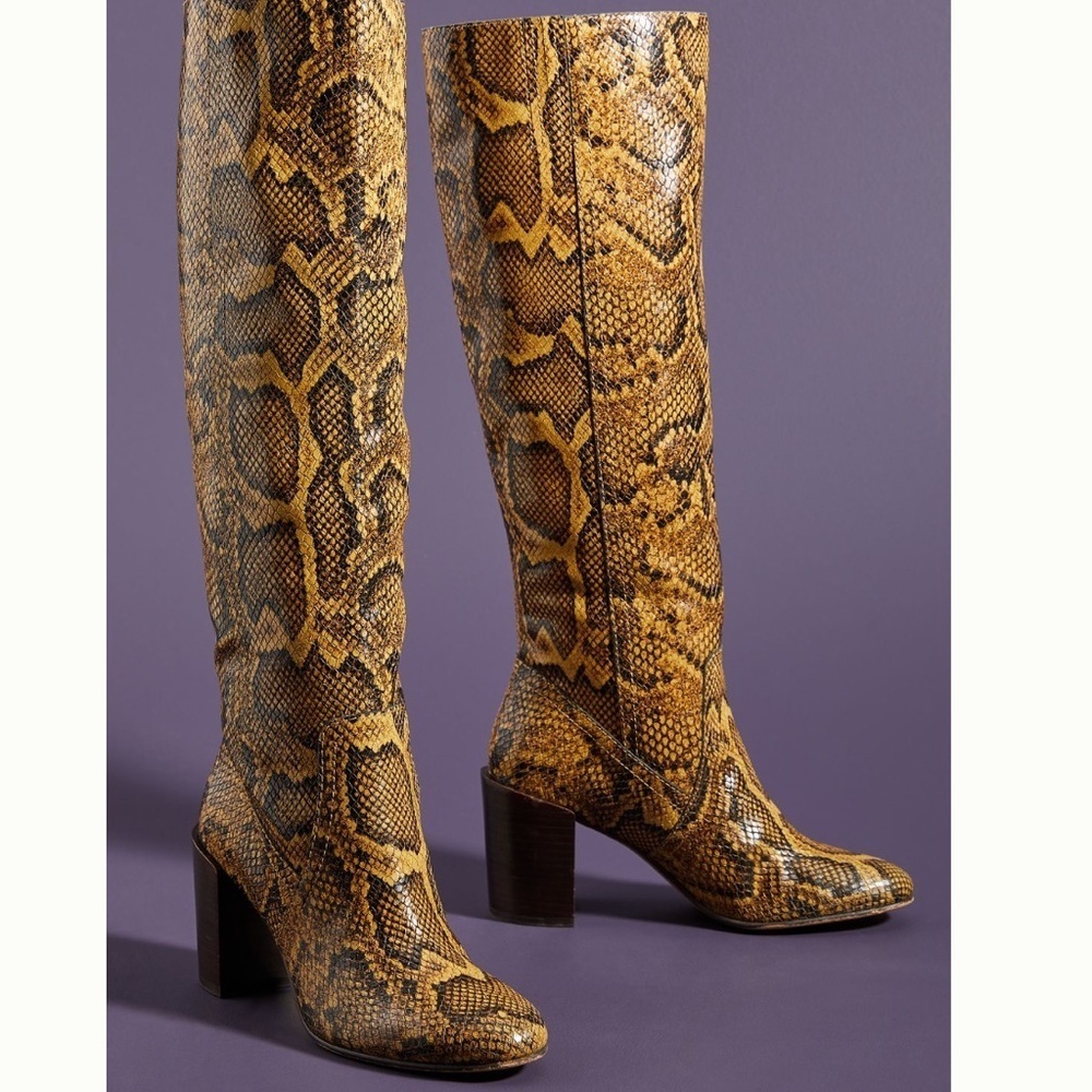 Anthropologie x Dolce Vita Cormac Snakeskin Print Boots